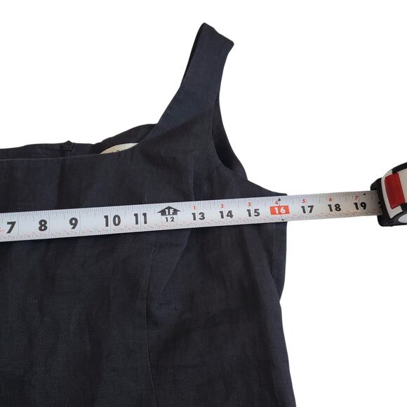 Vintage Linen Blend Mini Dress Black White Embellishments Cali Cali - Size 10 - Picture 7 of 8